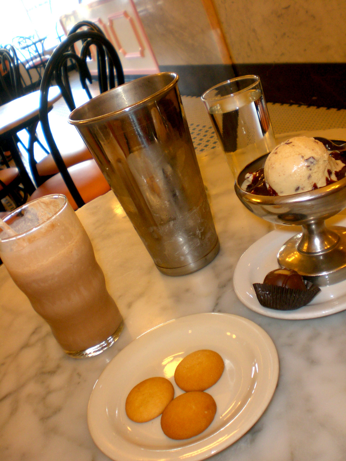 Chocolate milkshake and Buckeye sundae from Aglamesis Brothers