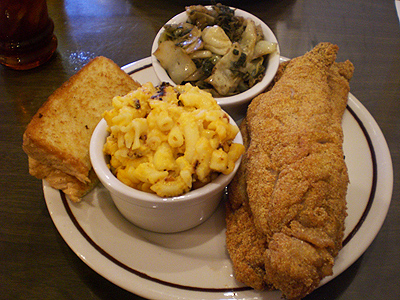 Whiting w/collard greens and mac & cheese