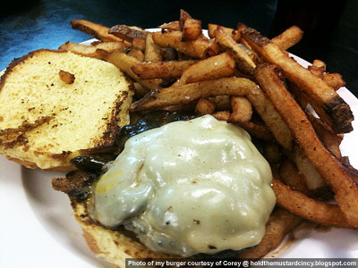 Mushroom and Swiss burger w/fries at Bard's Burgers