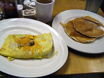 Omelet and pancakes from Bonnie Lynn Bakery
