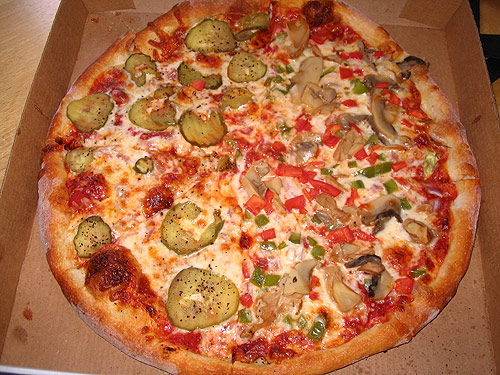 Half Pickle Pie and Half Veggie Pizza from Cincy by the Slice