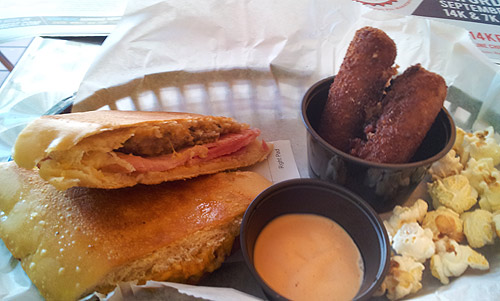 Cincy Cuban sandwich with side of croquetas