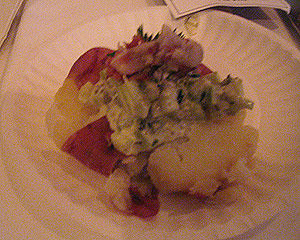 Warm Local Potato Salad with 22 month Mountain Ham.