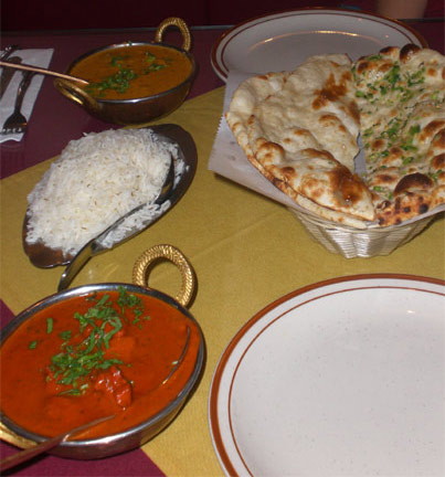 Dusmesh Vindaloo, Rogan Josh, Basmati rice and naan
