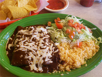 Mole enchiladas from El Jinete