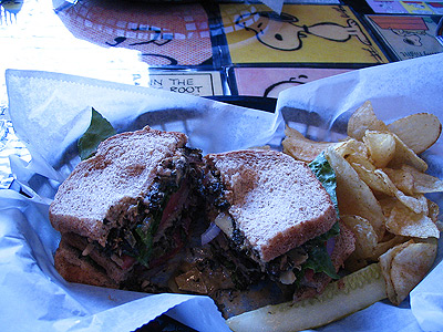 Fatty Patty's spinach and artichoke double decker sandwich