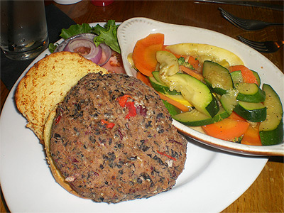 Veggie burger at Olives