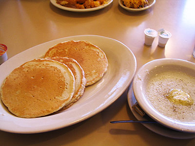 Pancakes and grits from Pleasant Ridge Chili
