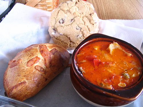 Buffalo Chicken Puff with bowl of Romans Chicken Stew