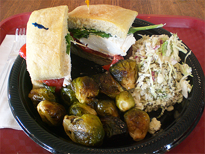 Vegetarian sandwich w/brussels sprouts and slaw