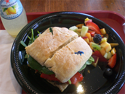 Vegetarian sandwich w/fruit salad