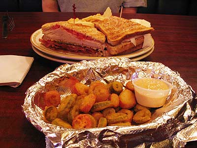 Manhattan Club sandwich and jalapeno bottle caps