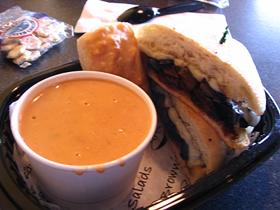 Crab Bisque and Roasted Portabella Mushroom Sandwich