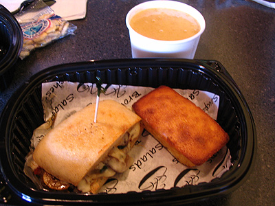 Fuji Apple and Butternut Squash soup with Roasted Veggie Sandwich