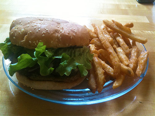 Mushroom & Swiss and fries from Stuffed on Vine