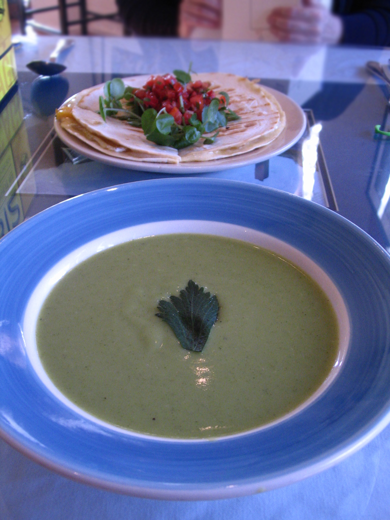 Watercress Vichyssoise and Mango Quesadilla